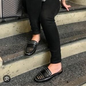 DV by Dolce Vita Black Studded Slip-On Mules Size 8